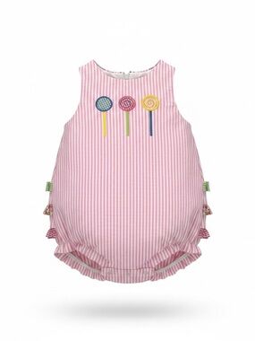 Florence Eiseman - NWT - Seersucker Pink Striped Baby Romper